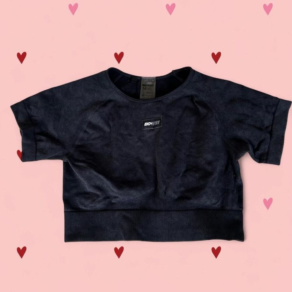 Black/ Charcoal cropped workout tee